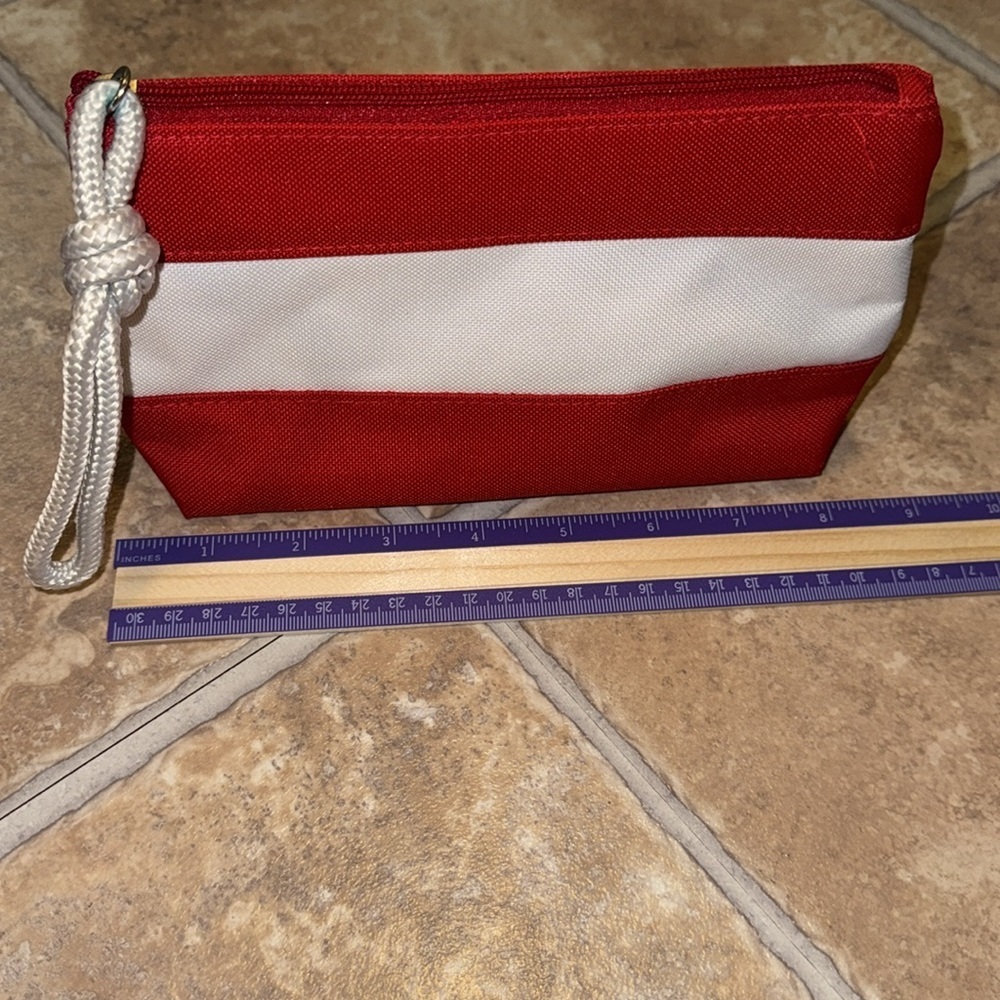 LANCÔME Summer Red/White Skincare/Makeup/Cosmetic Zipper Pouch Case Rope Pull - Picture 4 of 9